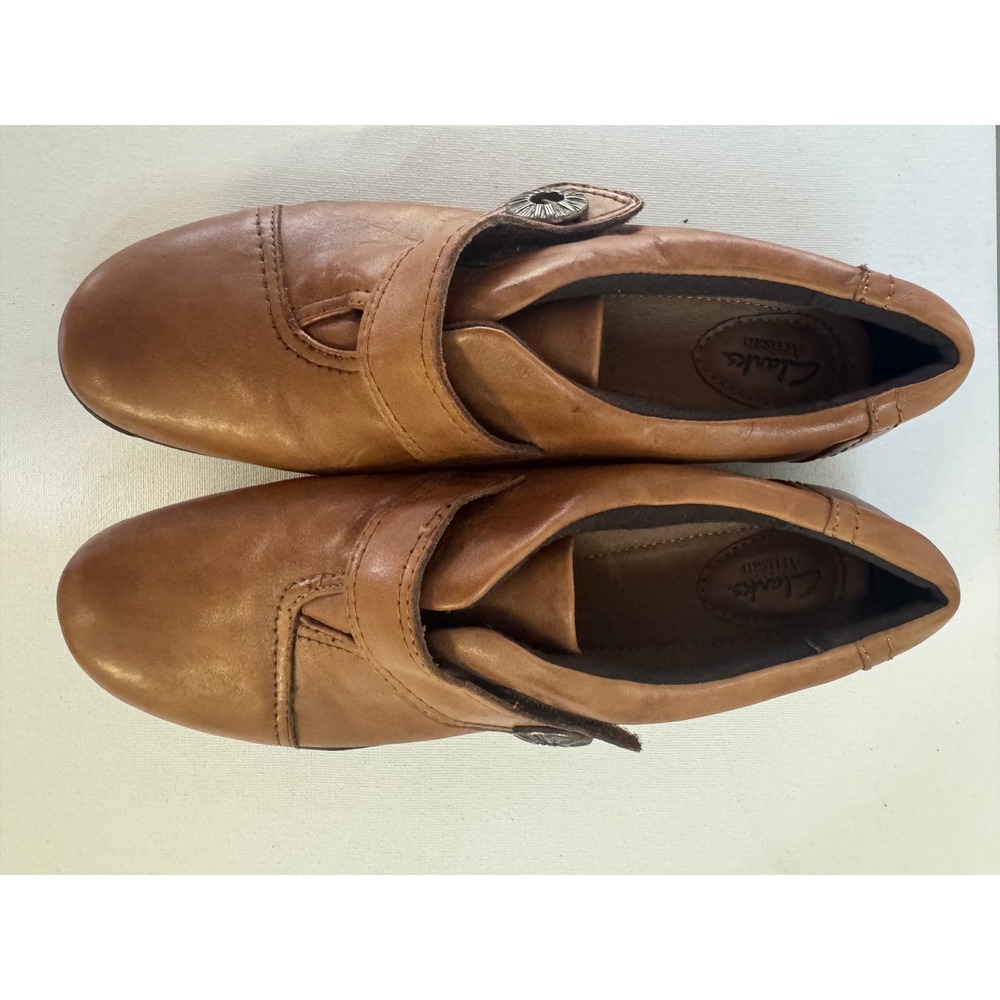 Clarks Artisan Kessa Alcove Womens 10 M Tan Leather Button Loafers 26066521 - Picture 3 of 10